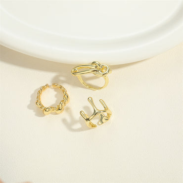 Simple Style Geometric Copper Plating 14k Gold Plated Open Rings