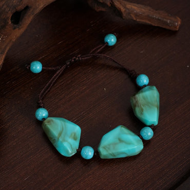 Retro Solid Color Arylic Beaded Handmade Women's Bracelets Necklace
