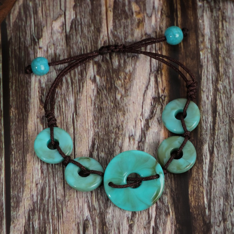 Retro Ethnic Style Round Turquoise Handmade Women's Bracelets Necklace