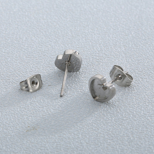 1 Pair Simple Style Heart Shape Stainless Steel Ear Studs