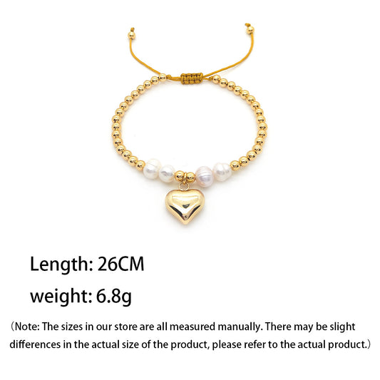Romantic Heart Shape Freshwater Pearl Metal Wholesale Bracelets