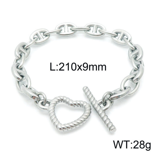 Personality Metal Heart-shaped Titanium Necklace Set Wholesale Nihaojewelry