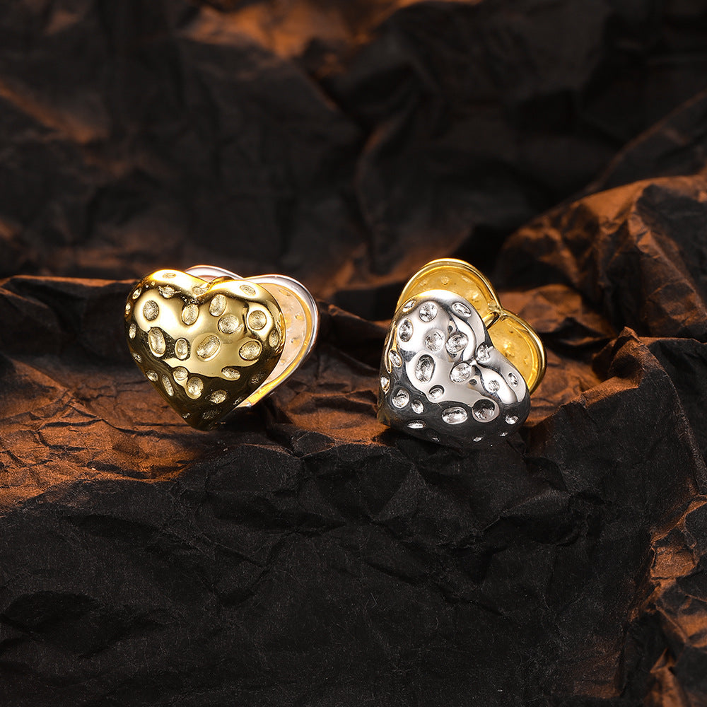 1 Pair Casual Heart Shape Plating Sterling Silver 24k Gold Plated Silver Plated Ear Studs