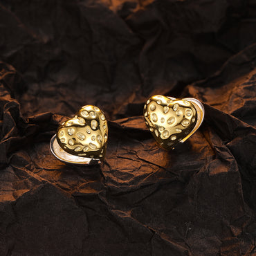 1 Pair Casual Heart Shape Plating Sterling Silver 24k Gold Plated Silver Plated Ear Studs