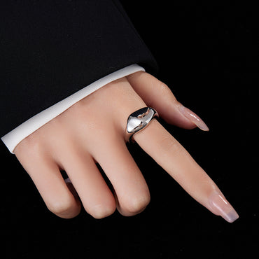 Casual C Shape Sterling Silver Plating White Gold Plated Open Rings