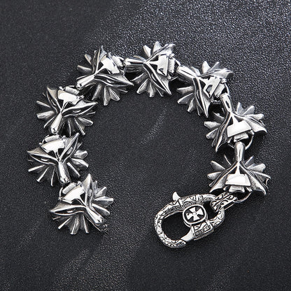 Retro Punk Wolf Titanium Steel Bracelets Necklace