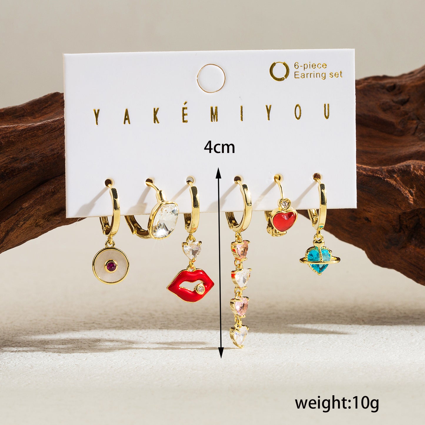 Yakemiyou Simple Style Lips Cherry Heart Shape Copper 14k Gold Plated Zircon Drop Earrings In Bulk