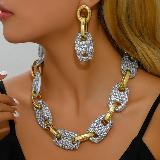 Glam Luxurious Geometric Arylic Plating Gold Plated Silver Plated Women's Earrings Necklace