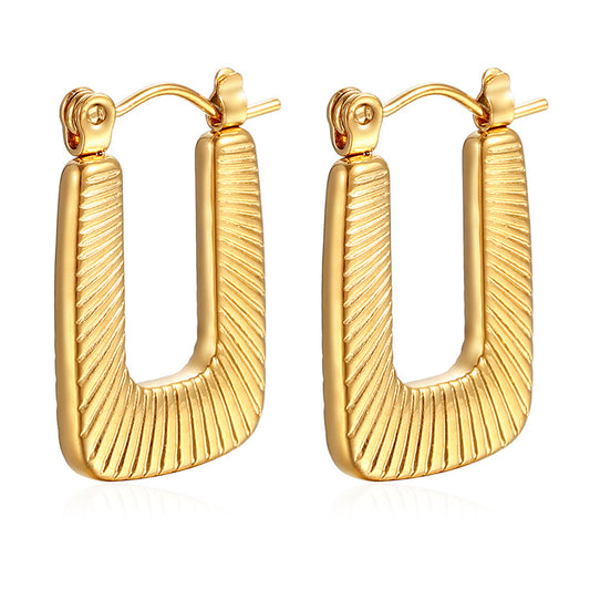 1 Pair Simple Style Classic Style Solid Color Plating Stainless Steel Gold Plated Earrings