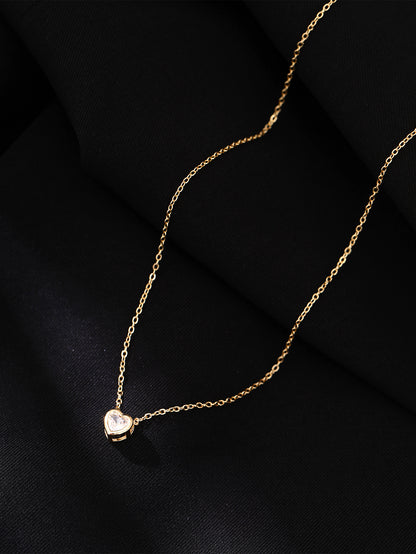 Sweet Heart Shape Copper Inlay Zircon Pendant Necklace