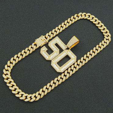 Hip-hop Number Alloy Inlay Zircon Men's Pendant Necklace