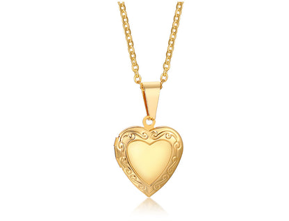 Fashion Heart Shape Titanium Steel Plating Inlay Artificial Diamond Pendant Necklace 1 Piece