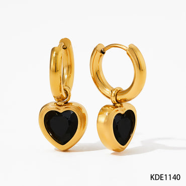 Simple Style Heart Shape Stainless Steel Inlay Zircon Bracelets Earrings Necklace