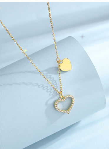 Elegant Simple Style Heart Shape Sterling Silver Plating Inlay Zircon Pendant Necklace