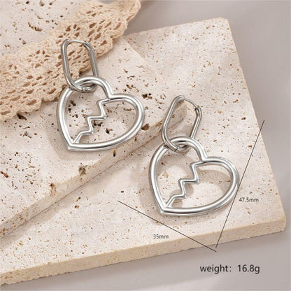 1 Pair Simple Style Commute Heart Shape Polishing Plating Stainless Steel 18k Gold Plated Drop Earrings