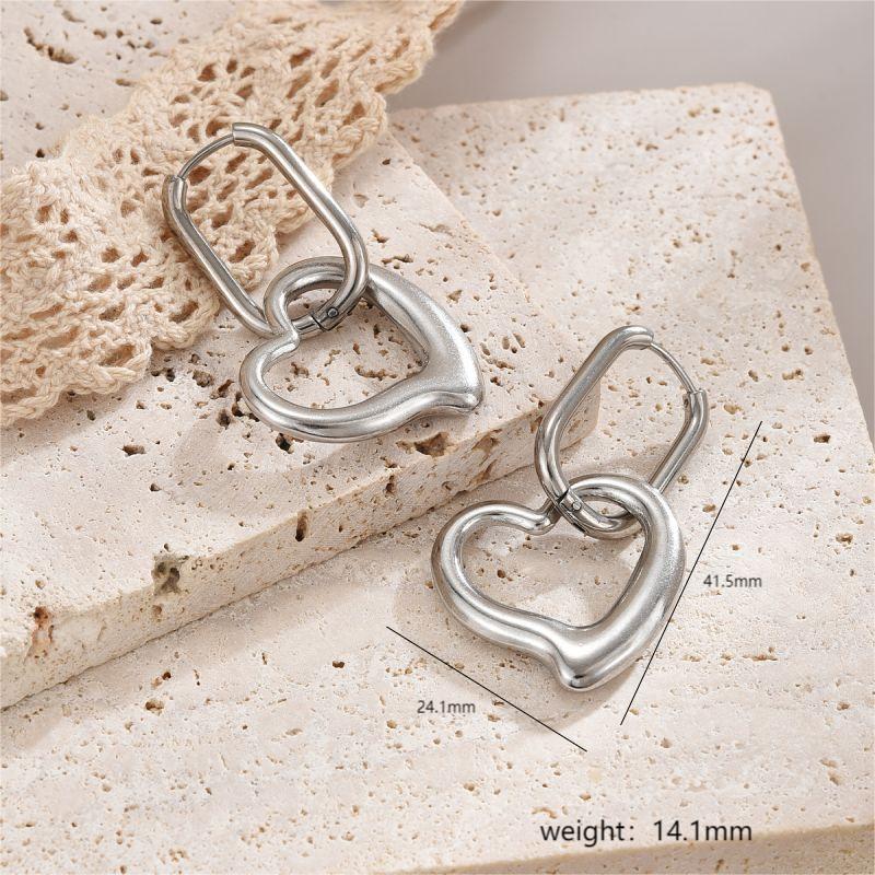1 Pair Simple Style Commute Heart Shape Polishing Plating Stainless Steel 18k Gold Plated Drop Earrings