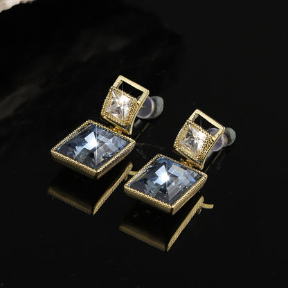 1 Pair Elegant Simple Style Solid Color Plating Inlay Copper Zircon 18k Gold Plated Drop Earrings