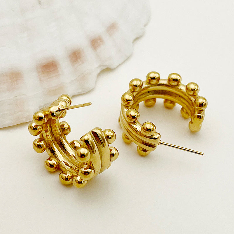 1 Pair Casual Simple Style C Shape Plating Stainless Steel Gold Plated Ear Studs