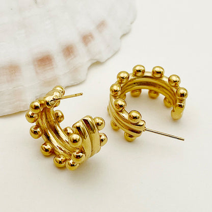 1 Pair Casual Simple Style C Shape Plating Stainless Steel Gold Plated Ear Studs