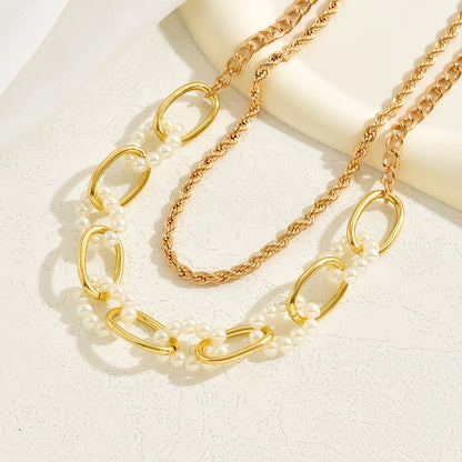 Basic Solid Color Alloy Plating Gold Plated Women's Necklace