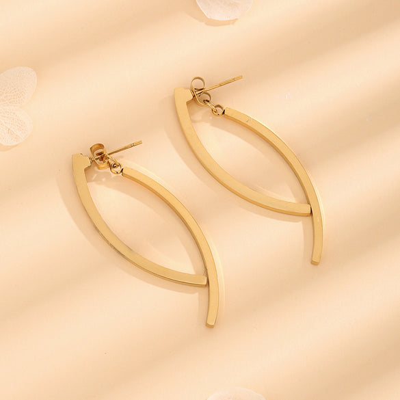 1 Pair Casual Simple Style Geometric Polishing Plating Titanium Steel 18k Gold Plated Drop Earrings
