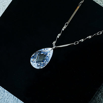 Elegant Shiny Water Droplets Sterling Silver Plating Zircon Platinum Plated Pendant Necklace