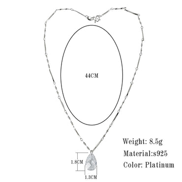 Elegant Shiny Water Droplets Sterling Silver Plating Zircon Platinum Plated Pendant Necklace