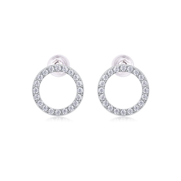 Simple Style Shiny Circle Sterling Silver Gra Plating Inlay Moissanite 18k Gold Plated Ear Studs