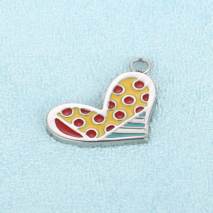 1 Piece Simple Style Heart Shape Stainless Steel Enamel Pendant Jewelry Accessories