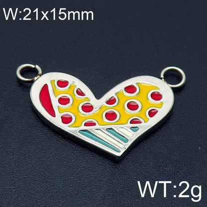 1 Piece Simple Style Heart Shape Stainless Steel Enamel Pendant Jewelry Accessories