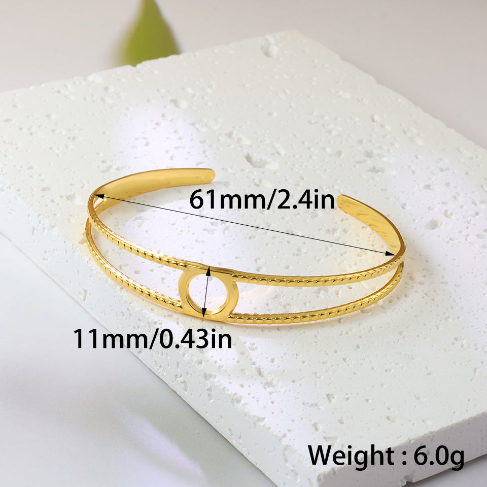 Classic Style Round Stainless Steel Plating 18k Gold Plated Bangle