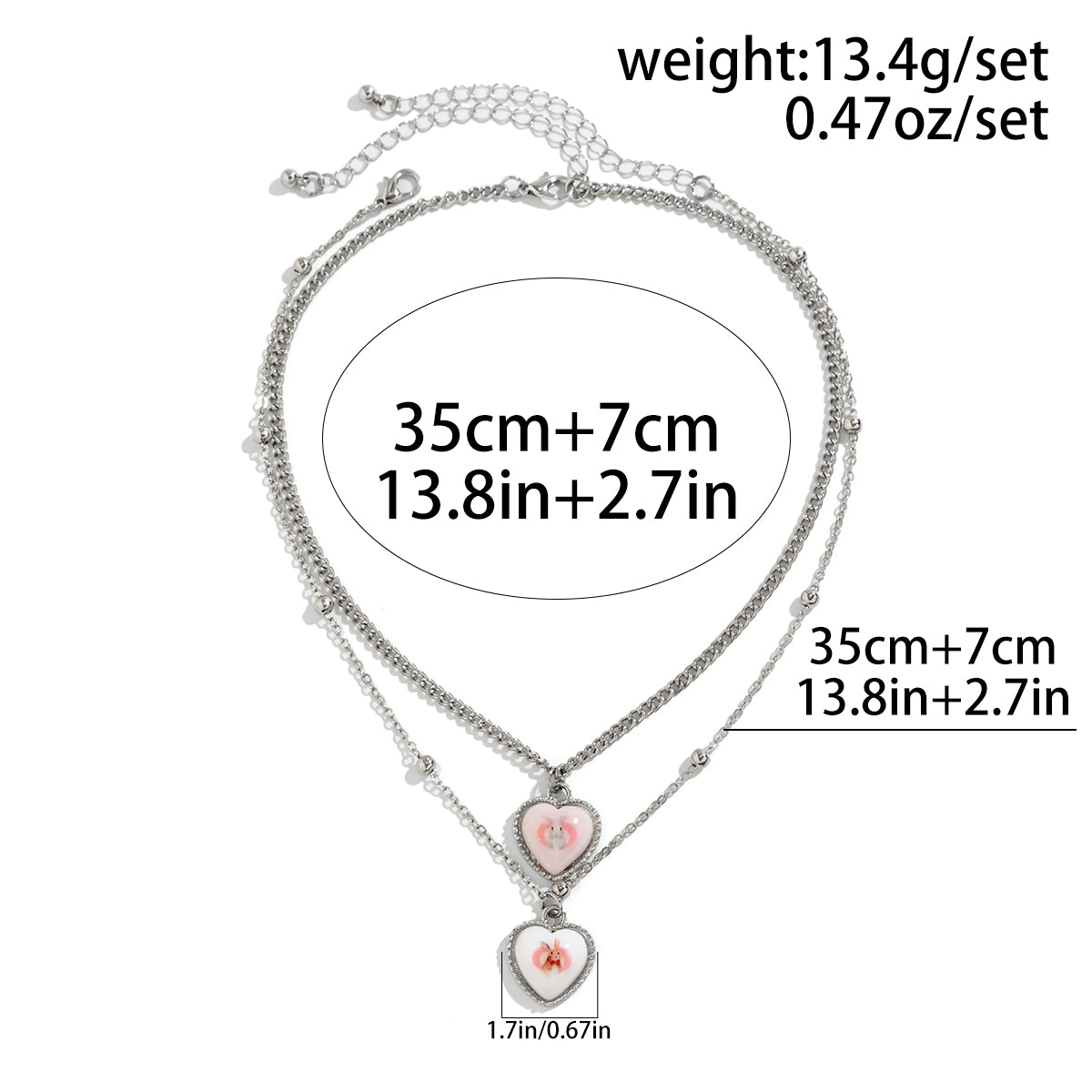 Casual Simple Style Commute Rabbit Animal Heart Shape Arylic Iron Copper Tassel Three-dimensional Chain Women's Pendant Necklace