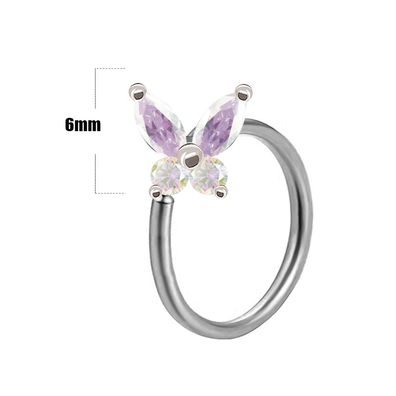 Casual Elegant Star Heart Shape Wings Stainless Steel Copper White Gold Plated Gold Plated Rhinestones Zircon Nose Ring In Bulk