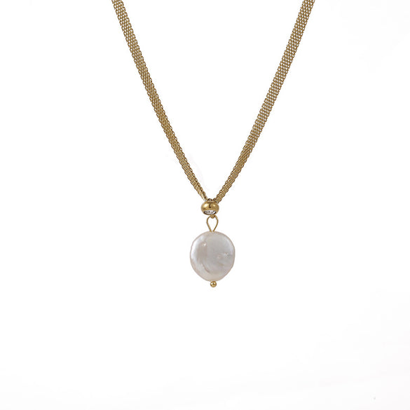 Ig Style Simple Style Round Titanium Steel Inlay Zircon Pendant Necklace