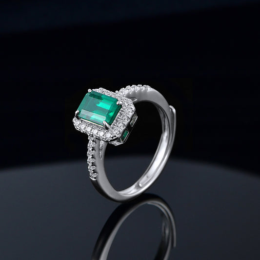 Elegant Glam Geometric Sterling Silver Plating Inlay Artificial Gemstones Open Rings