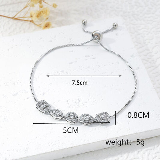 Elegant Simple Style Round Square Water Droplets Copper Plating Hollow Out Inlay Zircon Bracelets