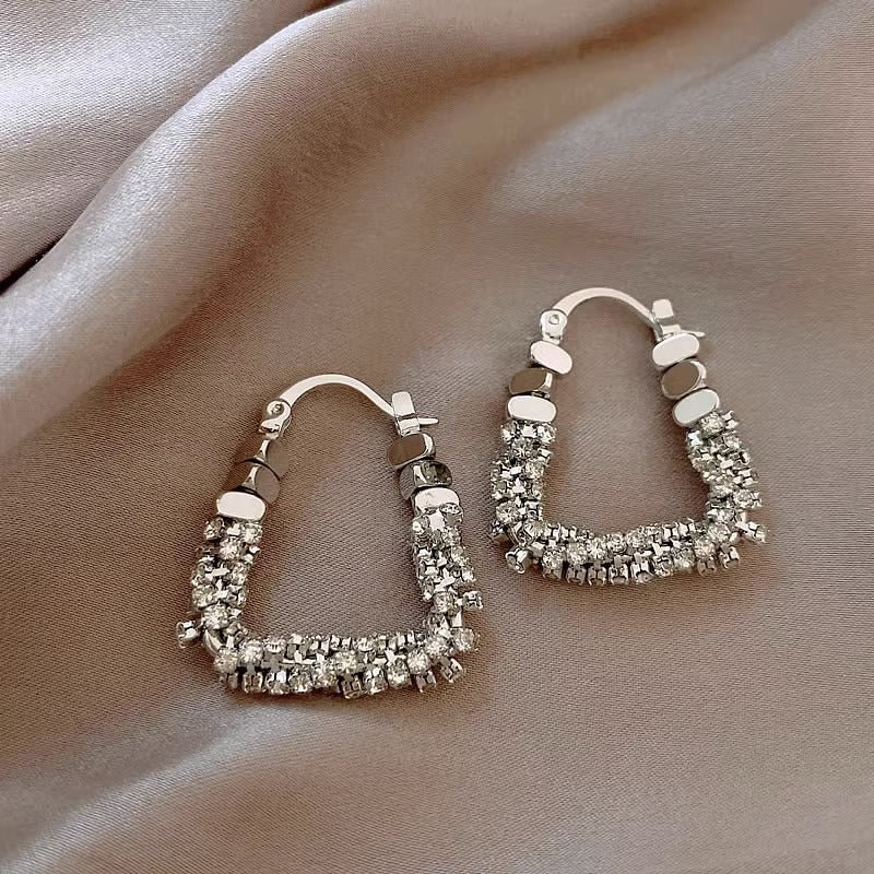 1 Pair Simple Style U Shape Inlay Copper Rhinestones Earrings