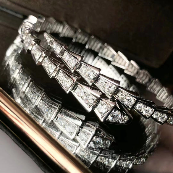 Shiny Snake Copper Inlay Zircon Bangle