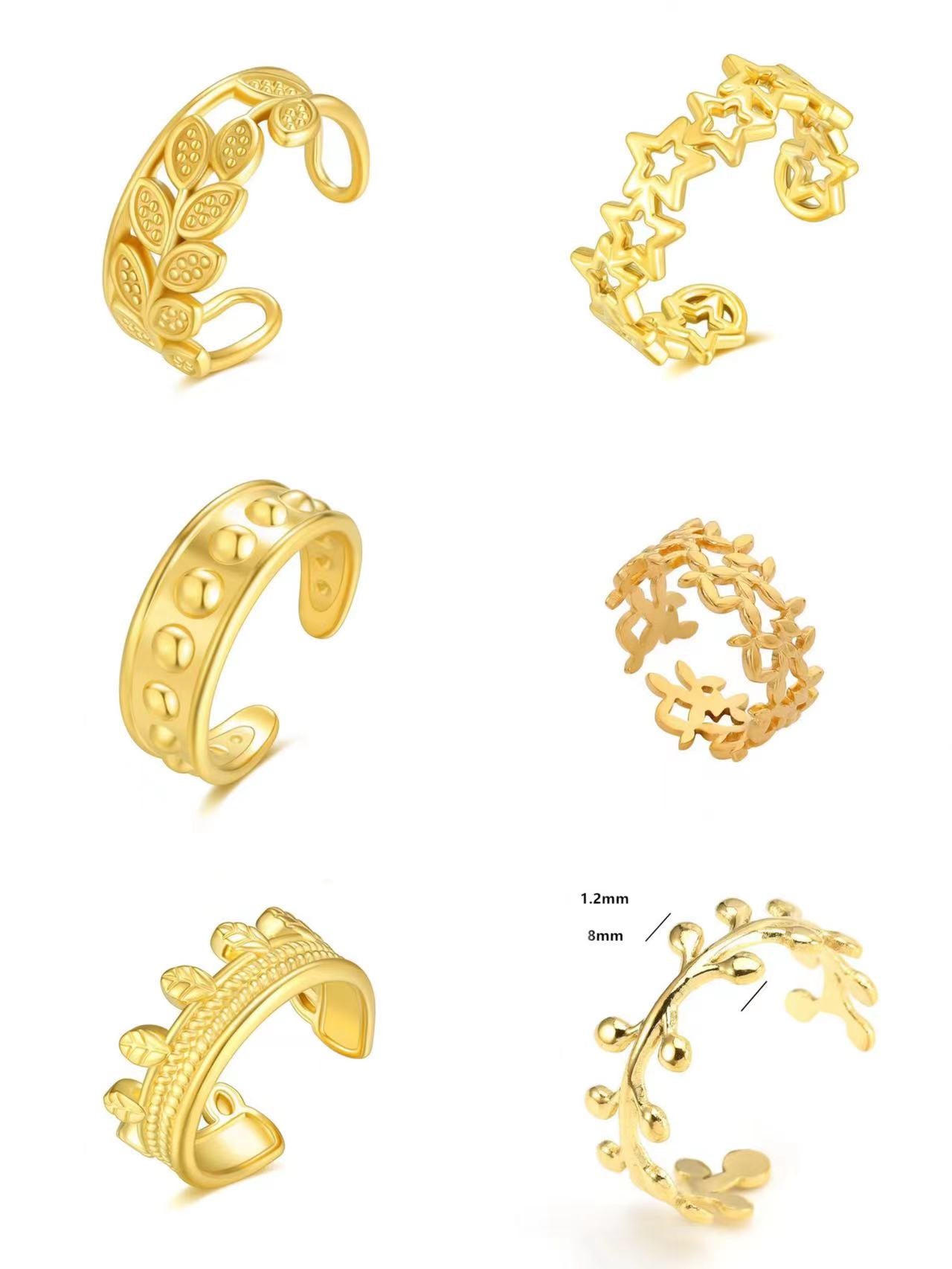 Simple Style Geometric Stainless Steel Plating Gold Plated Open Rings