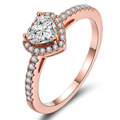 Elegant Sexy French Style Heart Shape Copper Plating Inlay Zircon Rose Gold Plated White Gold Plated Gold Plated Rings