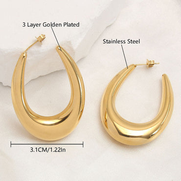1 Pair Casual Classic Style U Shape Plating Stainless Steel Hoop Earrings