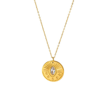 Simple Style Sun Moon Stainless Steel Plating Zircon 18k Gold Plated Pendant Necklace