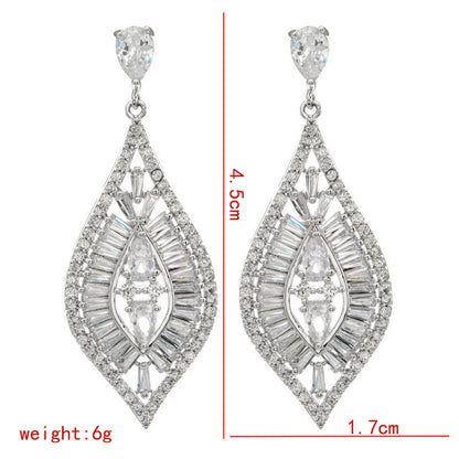 1 Pair Casual Exaggerated Geometric Plating Copper Zircon White Gold Plated Drop Earrings