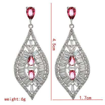 1 Pair Casual Exaggerated Geometric Plating Copper Zircon White Gold Plated Drop Earrings
