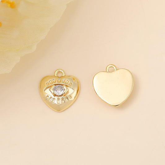 Vintage Style Devil's Eye Heart Shape Copper Plating Inlay Zircon 18k Gold Plated White Gold Plated Jewelry Accessories