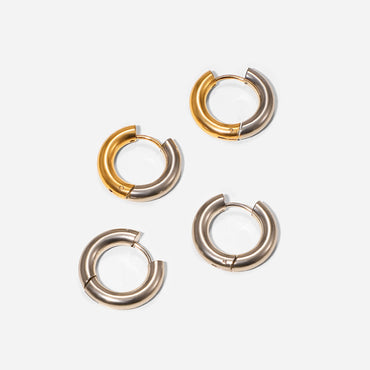 1 Pair Basic Cool Style Circle Plating Stainless Steel 18k Gold Plated Earrings