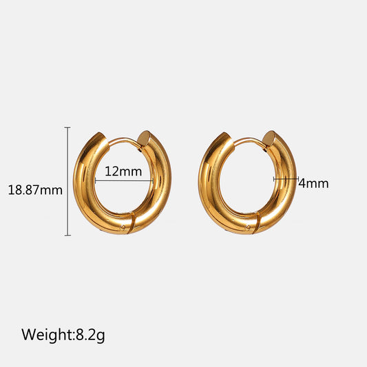 1 Pair Basic Cool Style Circle Plating Stainless Steel 18k Gold Plated Earrings