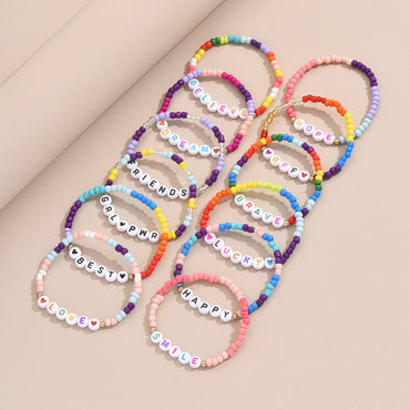 Casual Letter Glass Knitting Kid's Bracelets