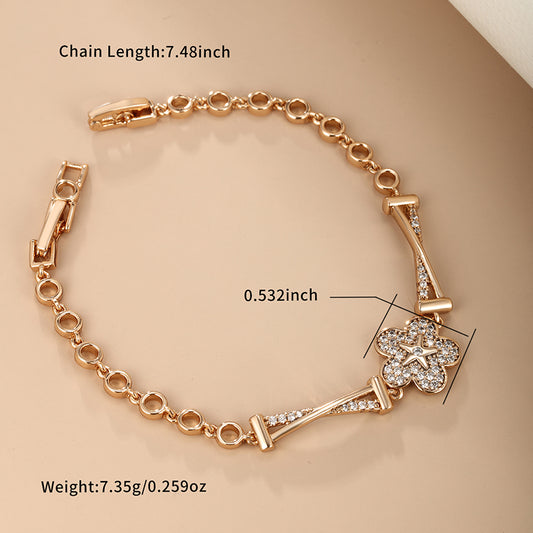 Xuping Sweet Simple Style Flower 18k Gold Plated Artificial Diamond Alloy Wholesale Bracelets
