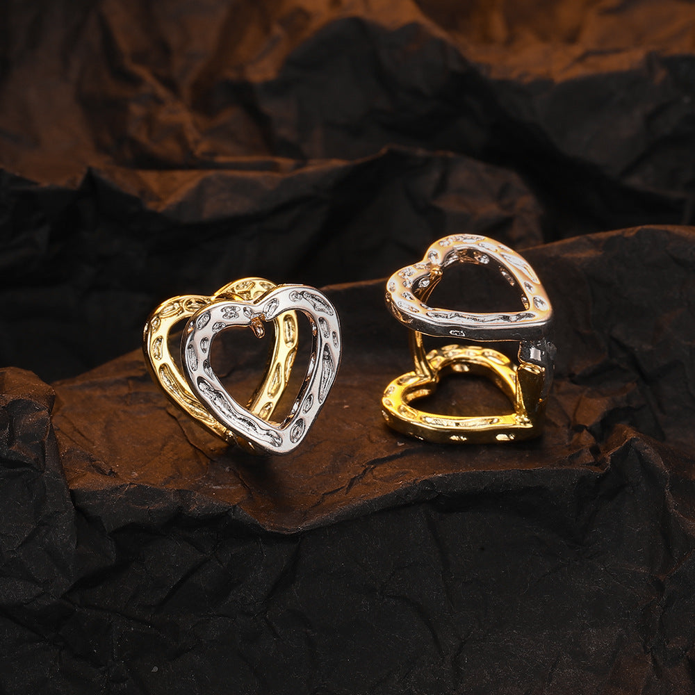 1 Pair Vintage Style Heart Shape Plating Copper Silver Plated Ear Studs